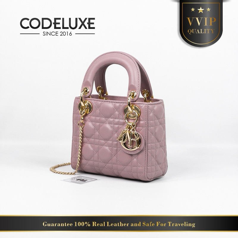 Mini Lady D Bag Peony Pink GHW