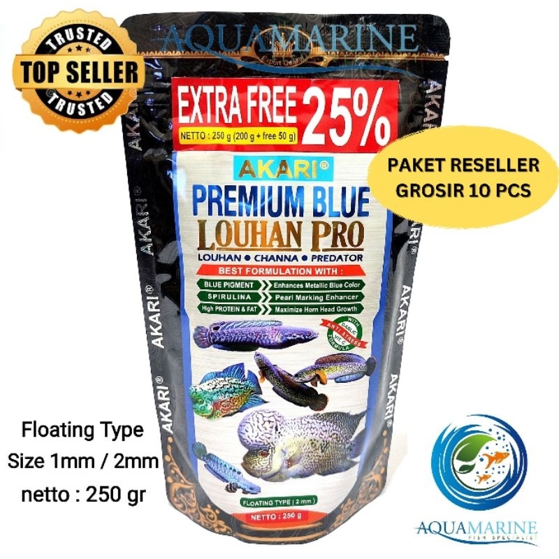 AKARI PREMIUM BLUE LOUHAN PRO PAKET HEMAT Pelet Ikan Channa Pakan Louhan Predator kamfa srd cencu th