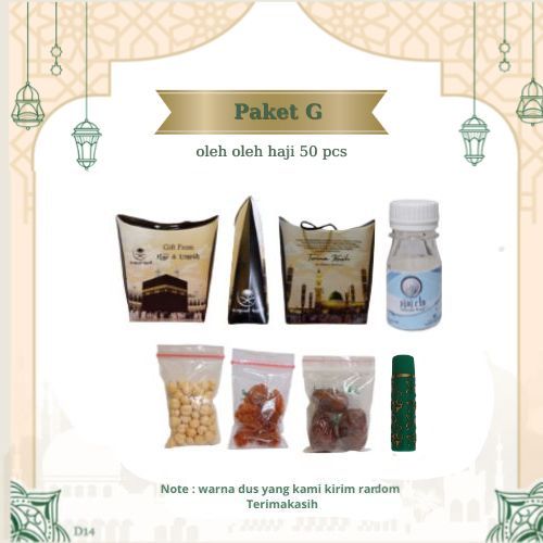 

PAKET G 50 PCS DUS TALI OLEH OLEH HAJI DAN UMROH. BOTOL+AIR ZAM ZAM, KURMA, KISMIS, KACANG ARAB, LIPSTIK HARE