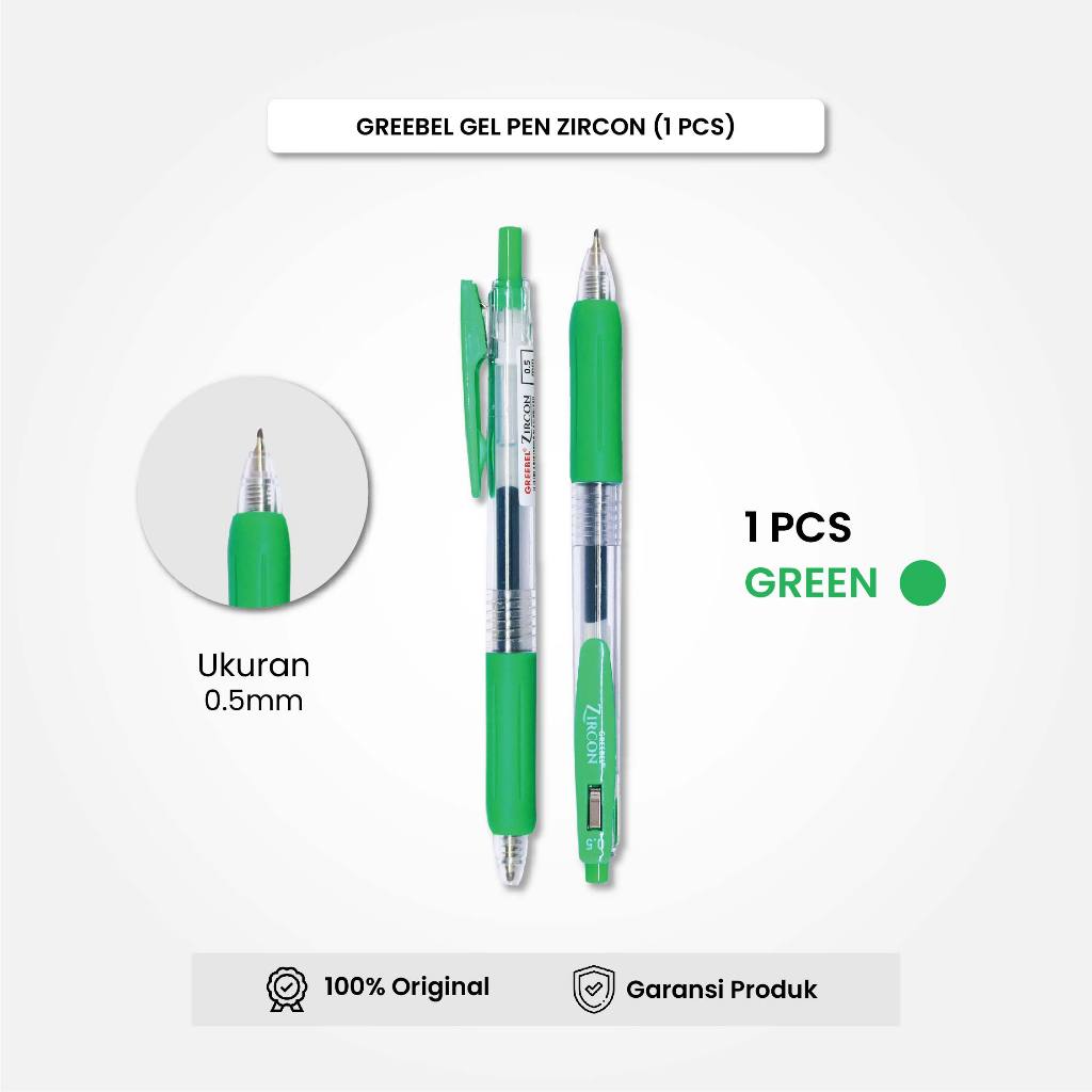 

Bolpen Pulpen Gel Greebel / Gel Pen GP-509 Zircon 0.5 Hijau (1PCS) / Ballpen Pena Pulpen Cetek
