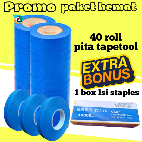 

Pita Tapetool Paket 40 Roll + 1 Kotak Staples