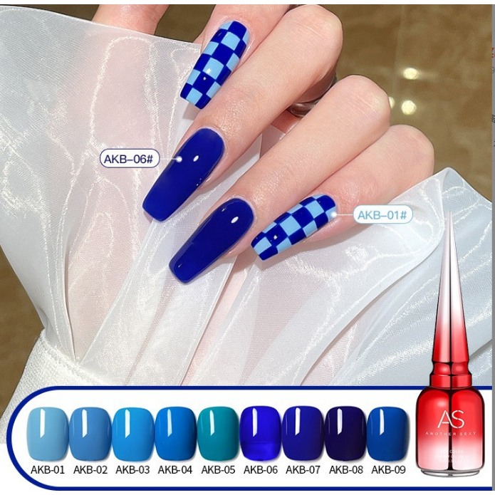 AS NAIL GEL POLISH AKB KLEIN BLUE SERIES 15mL KUTEK ANOTHER SEXY BIRU TUA MUDA