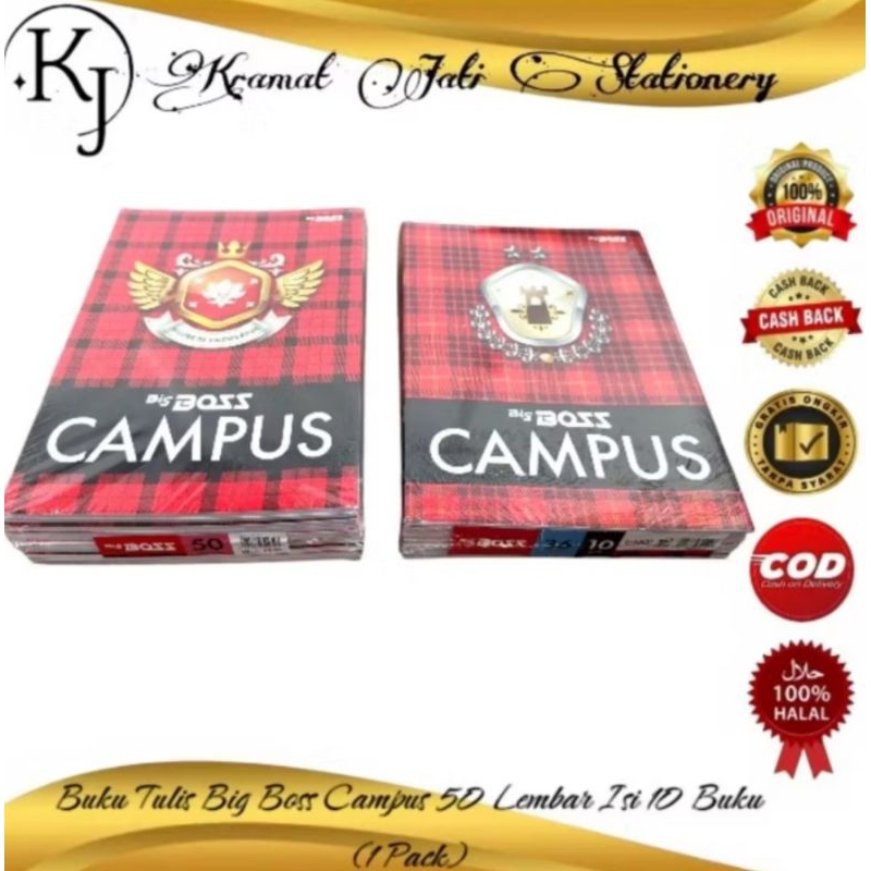 

Buku Tulis Panjang/Buku tulis Besar Big Boss Campus 5O Lembar Isi 10 Buku (1 Pack)