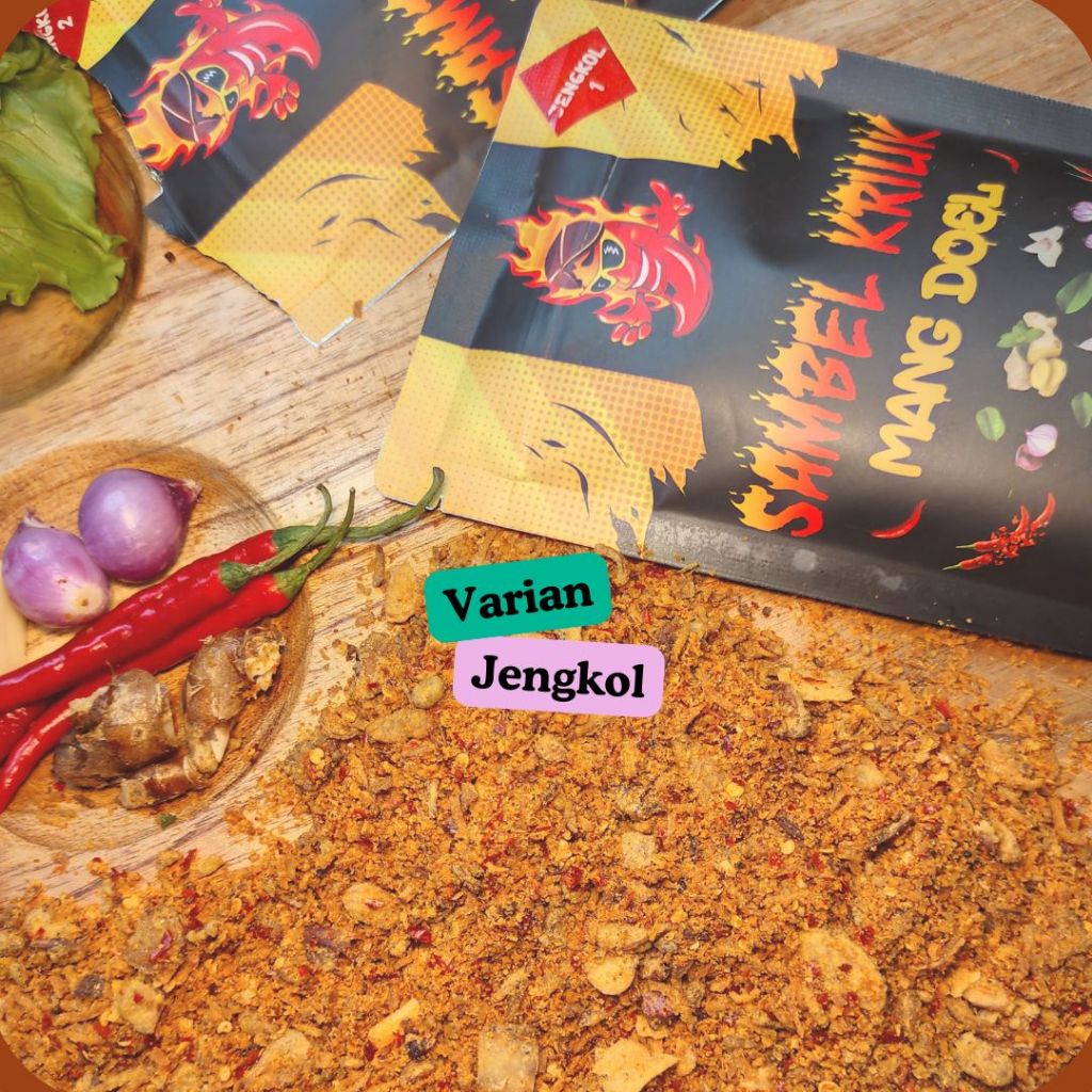 

RK60 Sambal Tabur Sambel Goreng Kriuk Kering Mang Doel Hot Pedas Bawang Varian Ori Teri Medan Daun