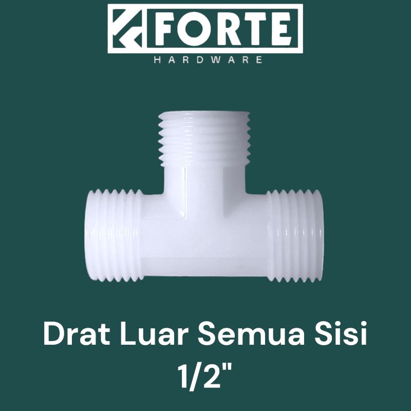Tee - L 3 PVC / Tee Drat Luar Semua Sisi 1/2" inch Plastik PVC POM Putih / Nepel Tee Drat Luar Semua