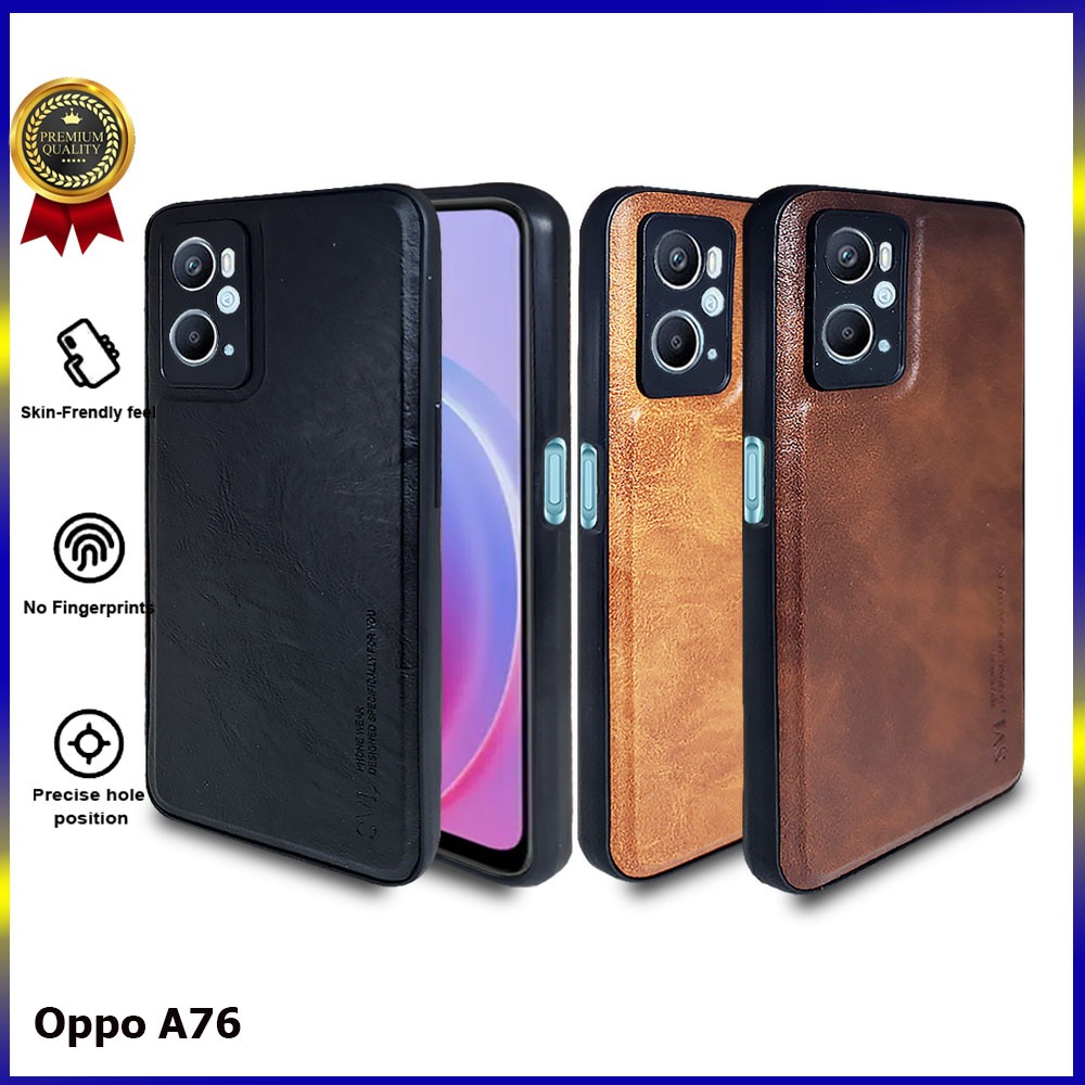 [ CUCI GUDANG ] Casing Hp Oppo A76 Case SVL Leather Casing Slim Softcase Kulit