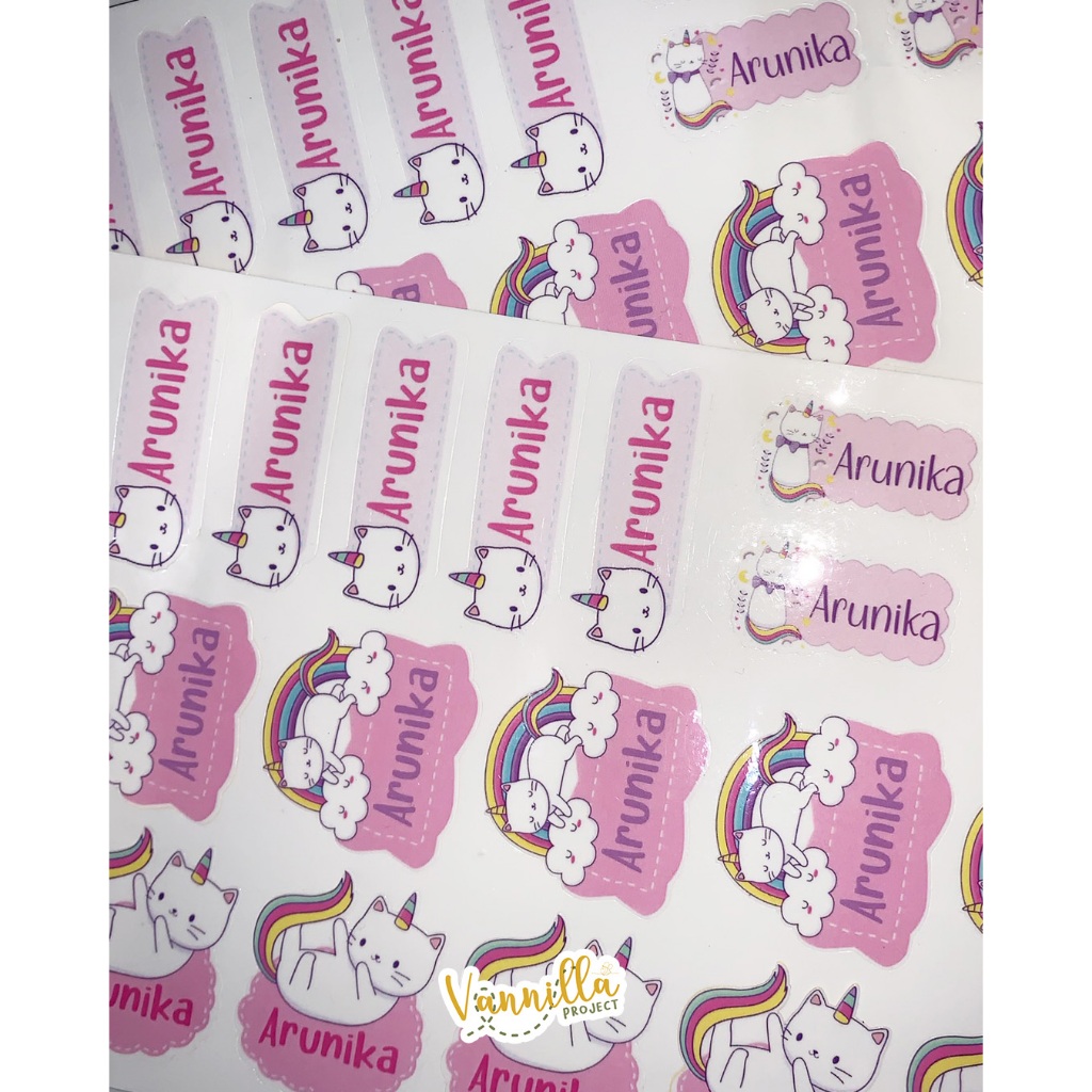

Stiker Kiss Cut CUTE CAT Stiker Label Nama Waterproof Tahan Air