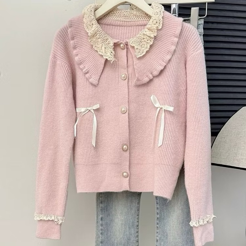 Kardigan atasan rajut import / pita renda rajut