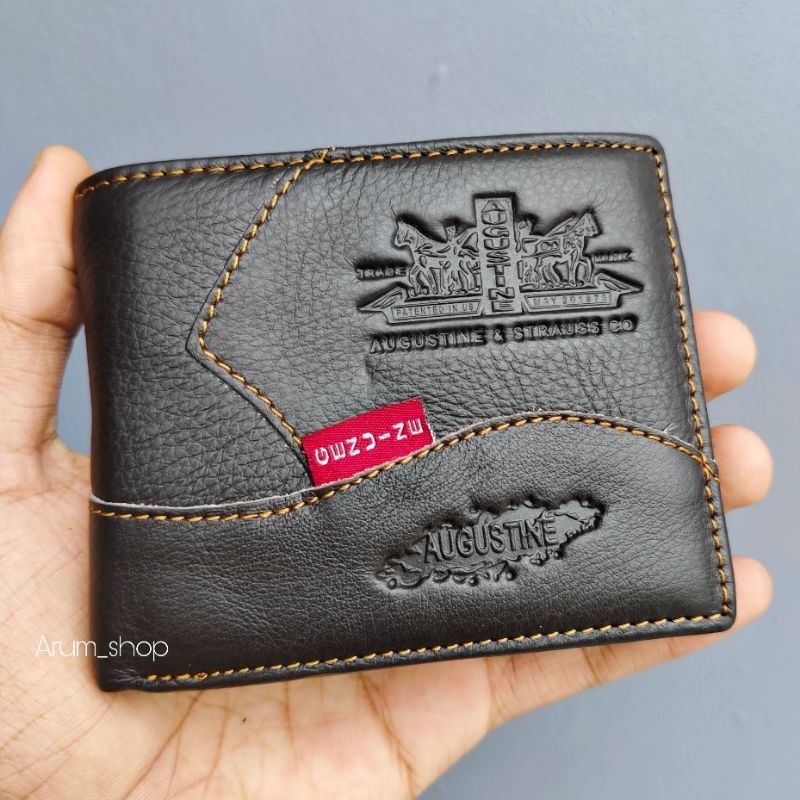 DOMPET KULIT PRIA ASLI TRIP JAHITAN Augustine #Dompet kulit import 8007