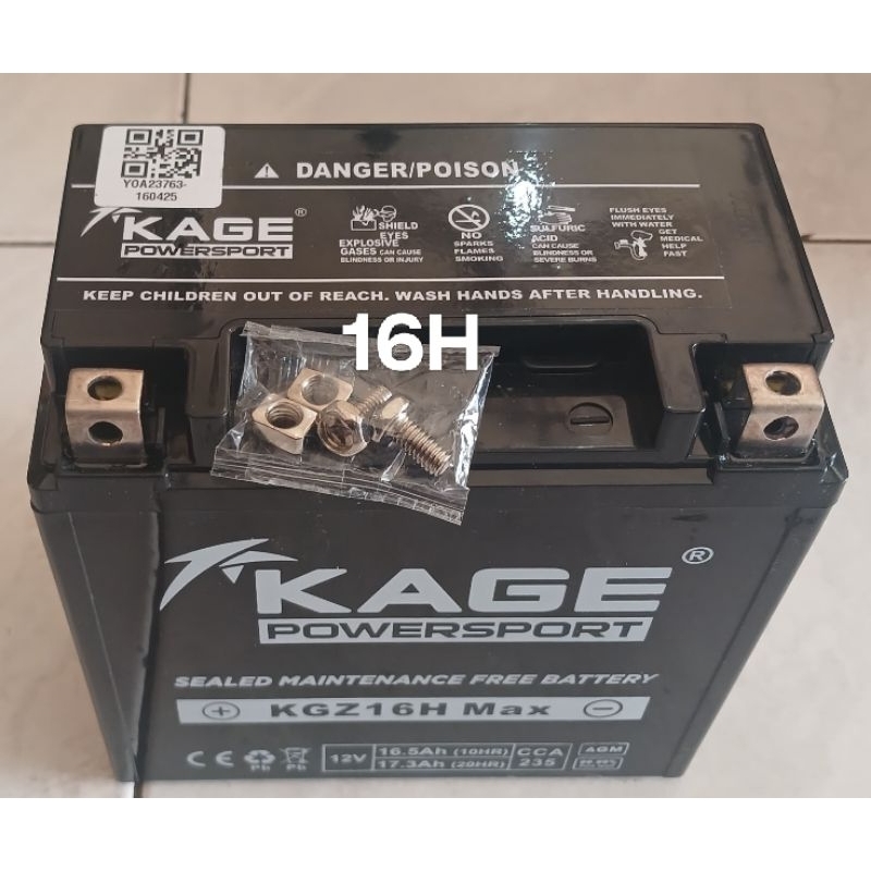 Aki Motor BMW GS1250CC R9T F800 Kage KGZ16H-Max 12V16.5AH CCA 235