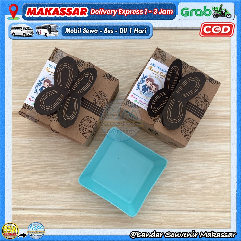 (isi 50 pcs) Souvenir MANGKOK SAMBAL KOTAK kemas BOX RUSTIK Sovenir Suvenir Pernikahan Makassar