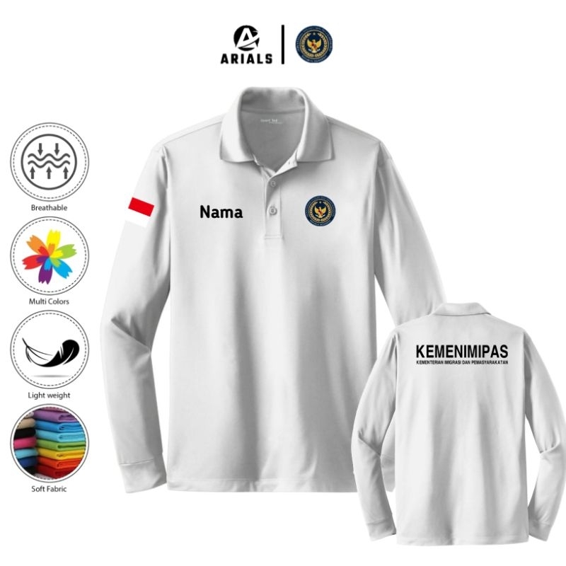 Arials Polo shirt Baju Kaos Kerah Lengan Panjang KEMENIMIPAS Kementerian Imigrasi dan Pemasyarakatan