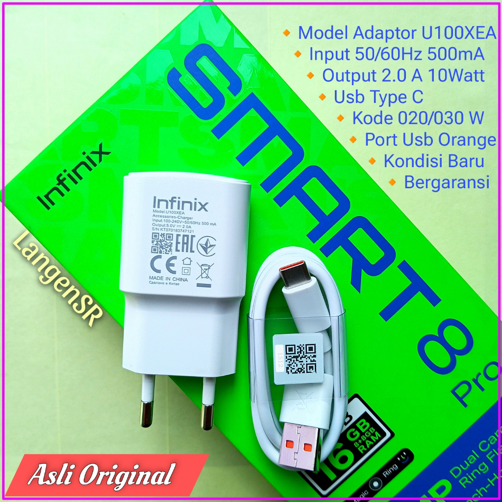 Charger INFINIX SMART 8 PRO Usb Type C 10Watt Dijamin Asli Original Garansi Resmi