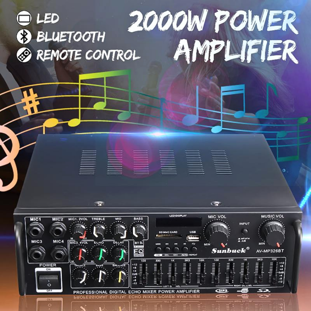 COD Sunbuck Power Ampli Amplifier Karaoke Bluetooth super bass EQ Karaoke Mixer Audio FM AV-MP326BT