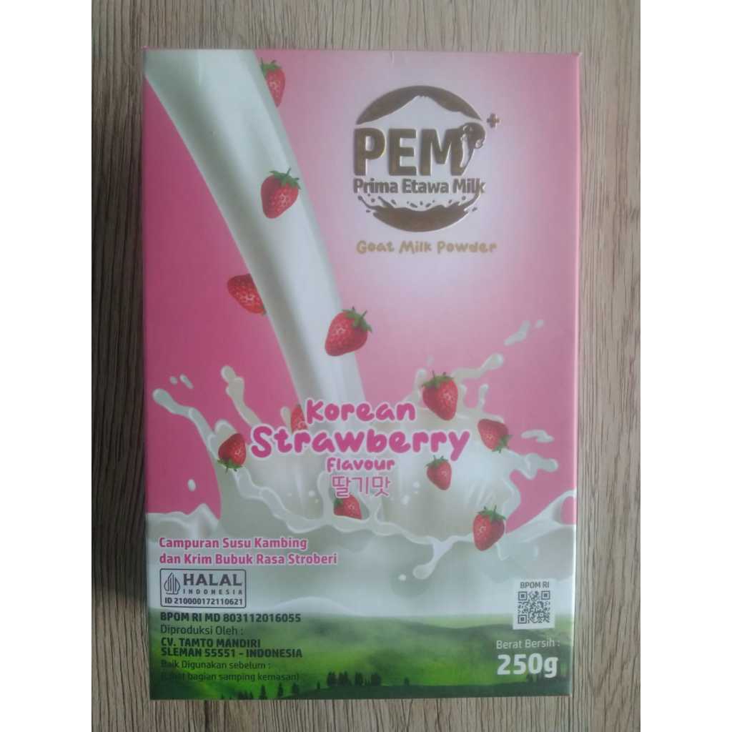 

Susu Kambing Etawa Organik Bubuk PEM Premium Strawberry Non Sachet 250 gr Tinggi Protein