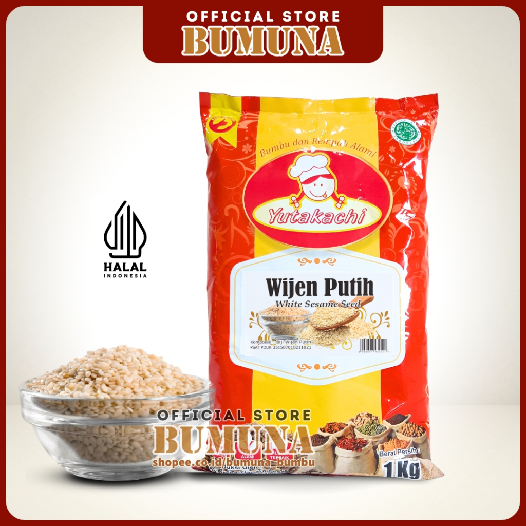 

Wijen Putih Super 1Kg Yutakachi / White Sesame Seed / Bahan Kue Onde - Onde Dll / Pusat Rempah