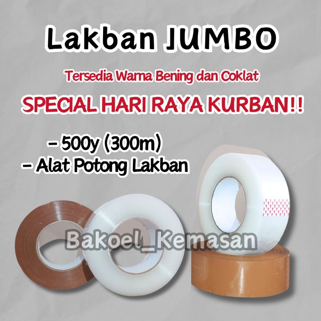 

LAKBAN JUMBO PROMO SPESIAL HARI RAYA KURBAN 45x500y Cokelat / Bening 500 Yard