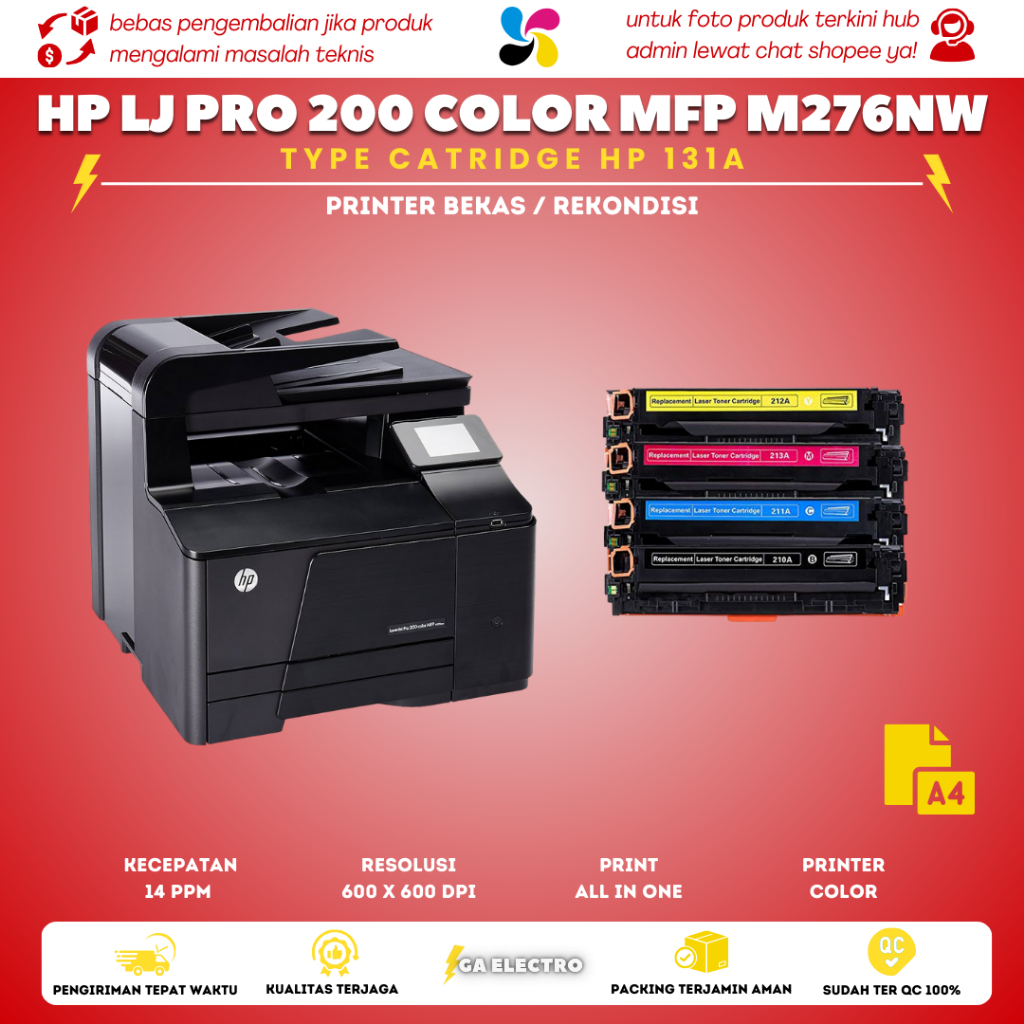 printer Hp laserjet pro 200 m276nw scan copy print A4 F4