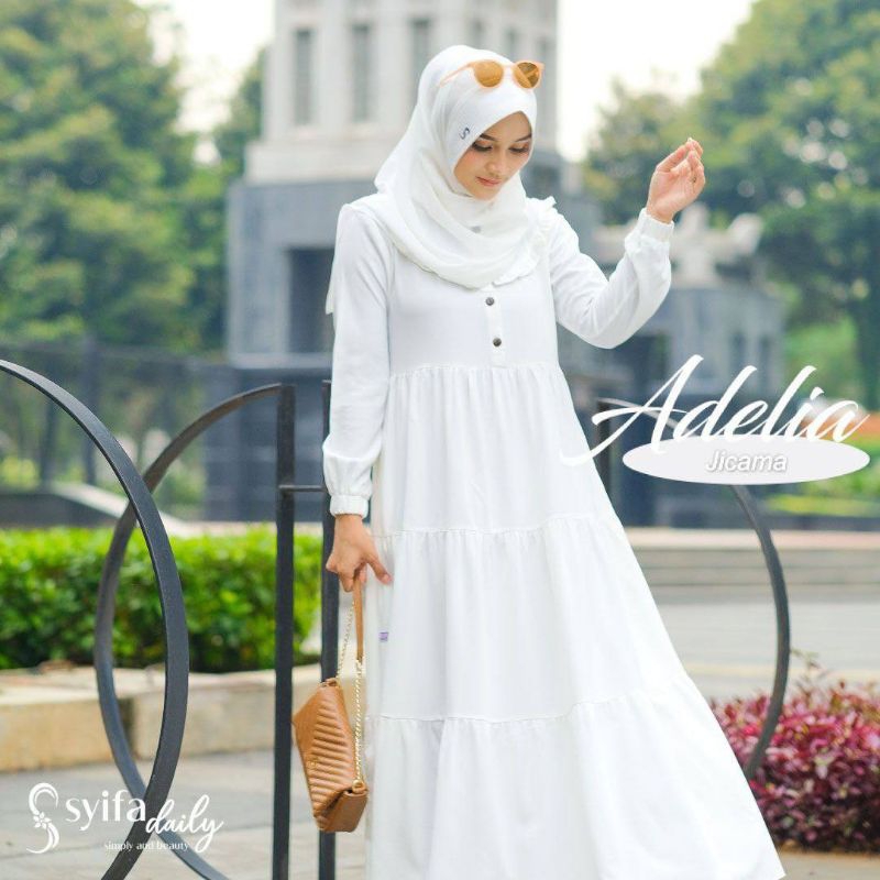 gamis putih adelia dress by syifa daily