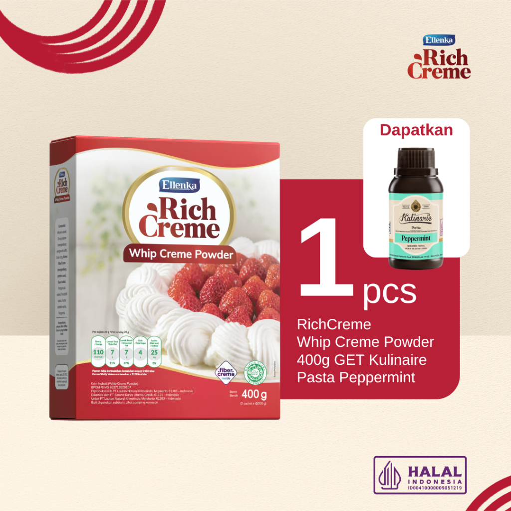 

[Package Bundle RichCreme X Redbell ] RichCreme Whipped Creme 400 gr Free Kulinaire Pasta Peppermint