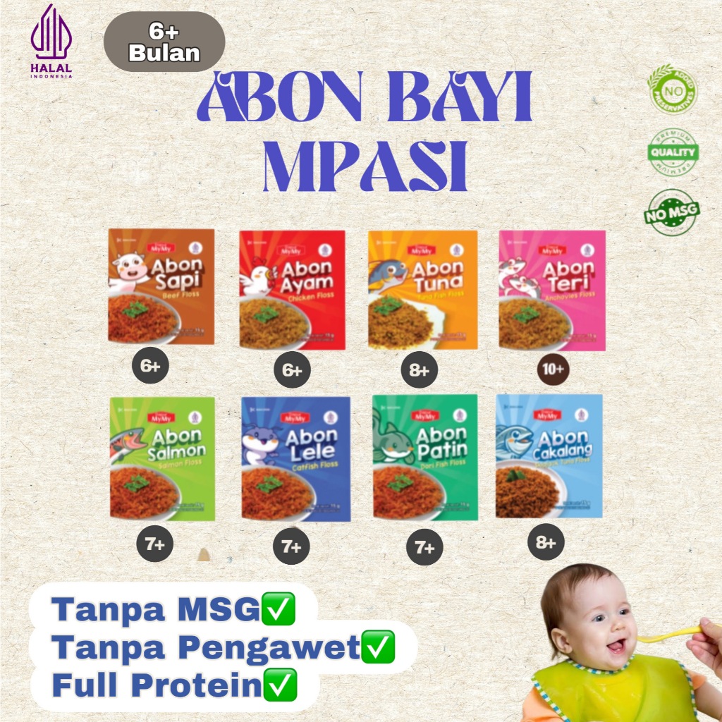 

Abon MPASI BB Booster Bayi NON MSG Anti GTM Abon Bayi Anak 6+ 8+ Ayam Sapi Tuna Lele Teri Babyteri