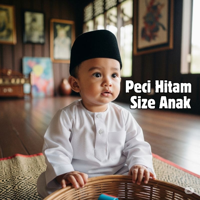 Peci Hitam Songkok Hitam Bayi Anak Bahan Beludru