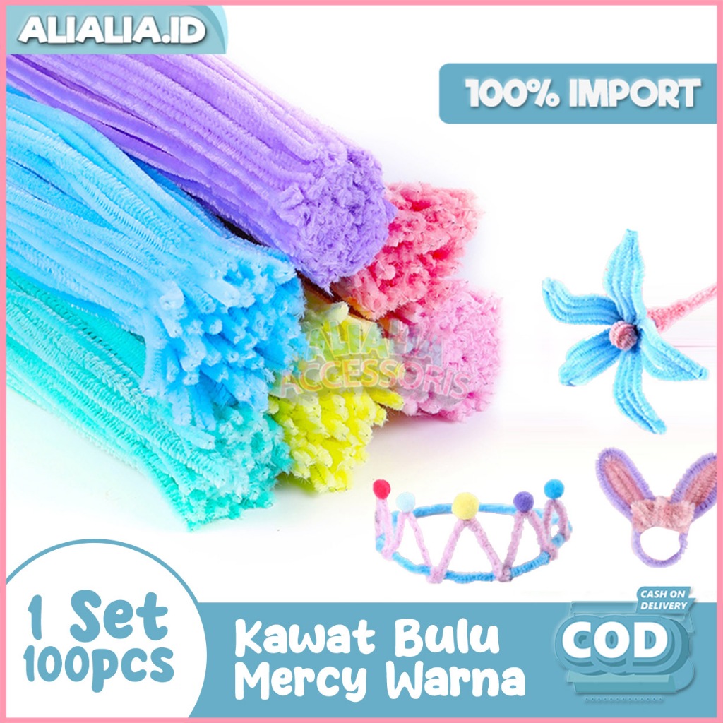 Kawat Bulu Mercy Pipe Cleaner Warna Pastel Polos Diy Buket Bunga Kreasi Kerajinan Tangan Lucu