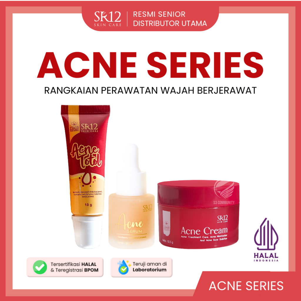 [PAKET JERAWAT SR12] Cream Totol + Serum + Acne Cream – Atasi Jerawat & Bekas