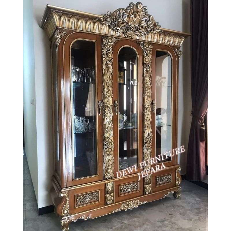 lemari hias ukiran lemari pajangan jati lemari hias jati