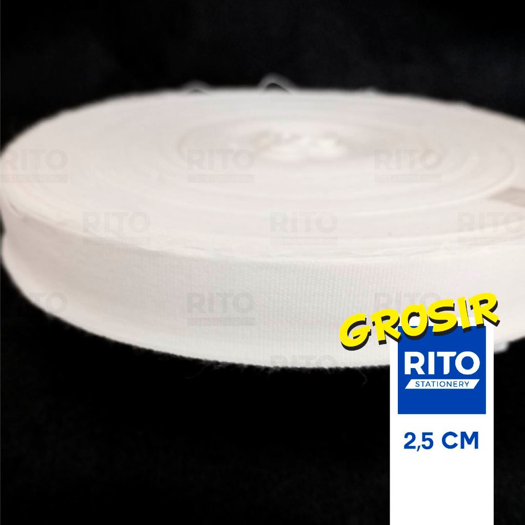 

[RITO GROSIR] Pita Label Katun Polos Halus Lembut Cotton Premium Roll 50 yard Ukuran 2.5 cm
