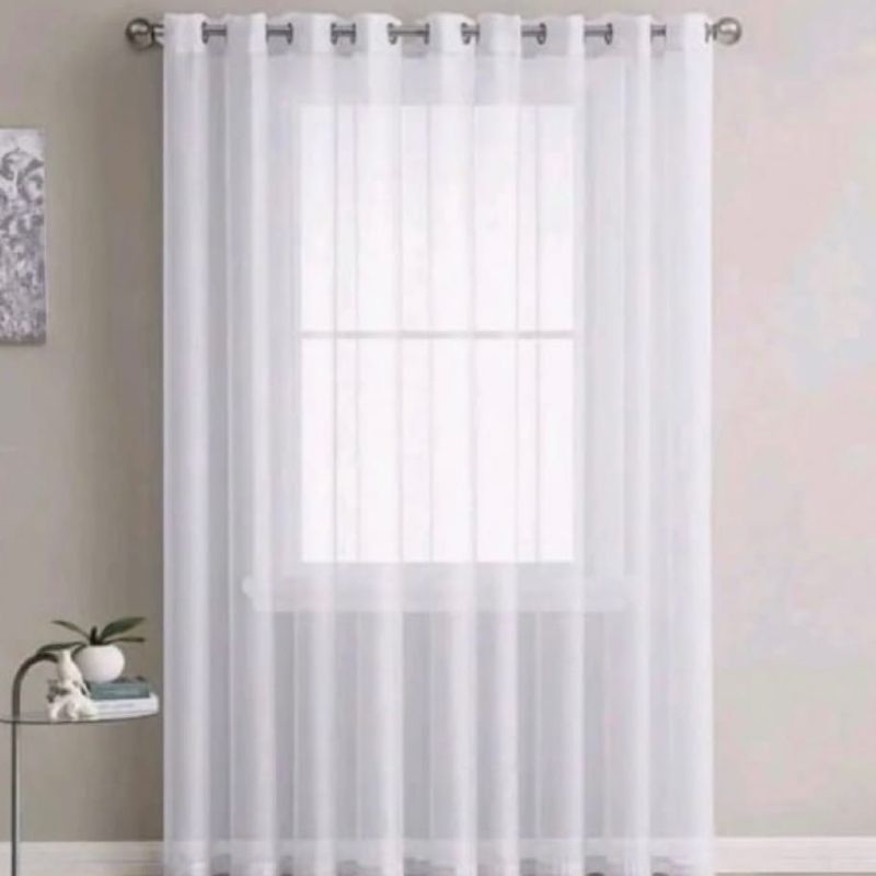 Gorden Vitrase Gorden Putih Polos Transparan Model Smokring