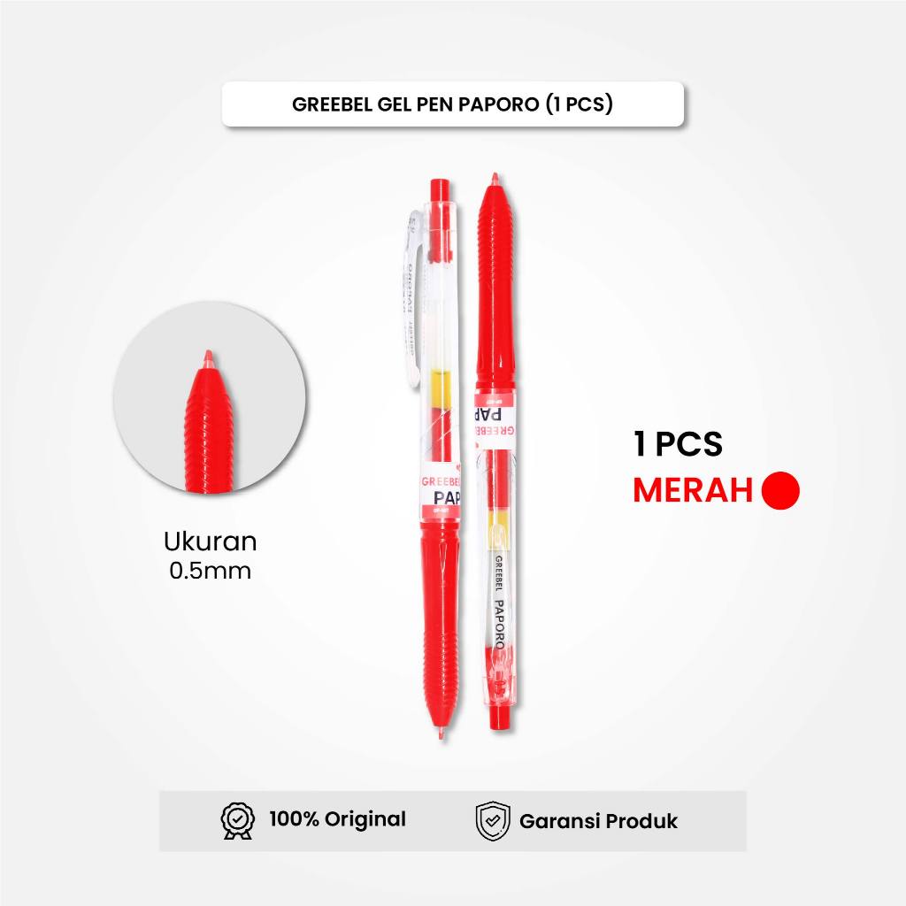 

GREEBEL Gel Pen Pulpen Pena GP-510 Primary Merah 0.5 (1PCS) / Pulpen Gel Murah Grosir