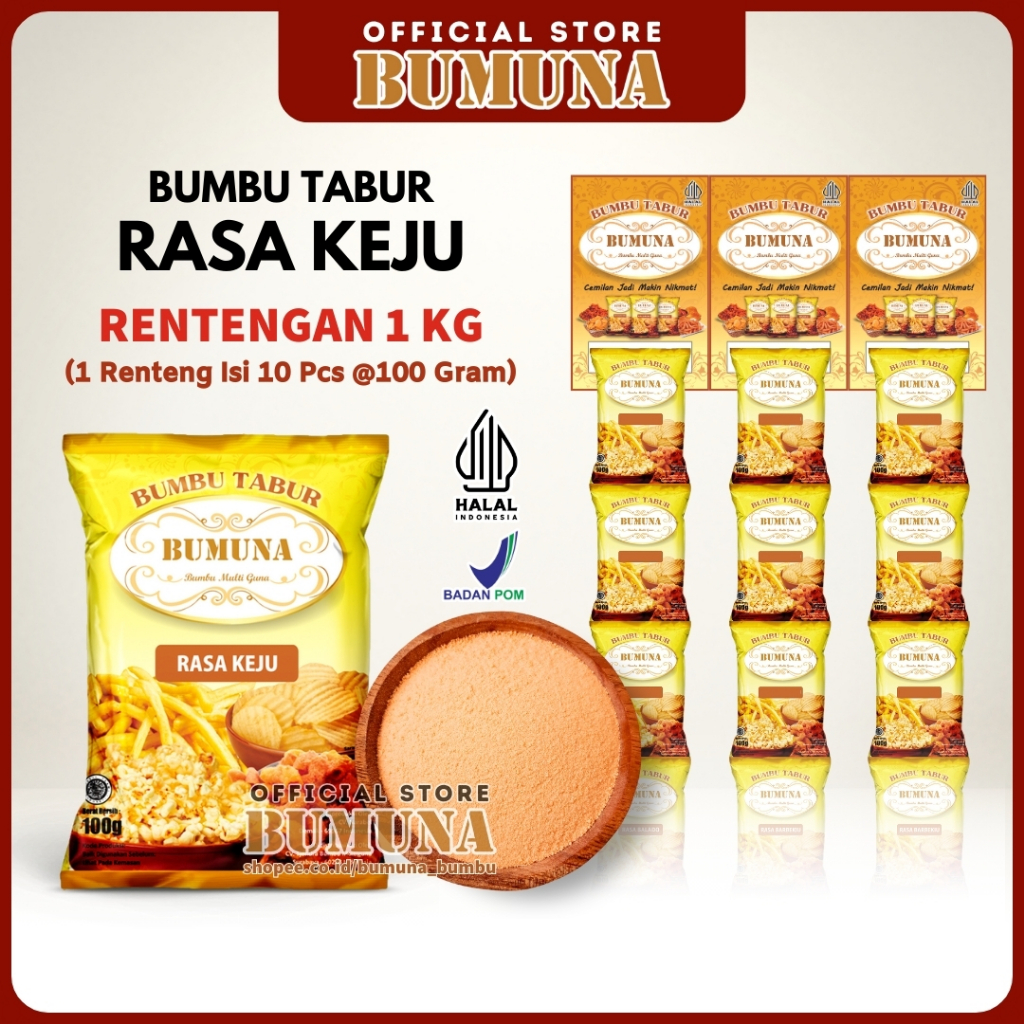 

[RENCENG] Bumbu Tabur Rasa Keju 1Kg (10 x @100gr) BUMUNA - Bumbu Cemilan Snack Kripik