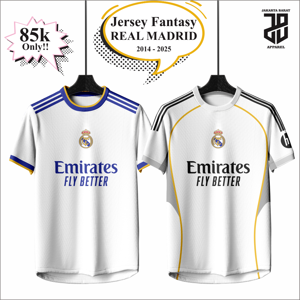 Kaos Baju Jersey Fantasy REAL MADRID Home 2014 - 2025 Winner Juara UCL Madridista Dedemit El clasico