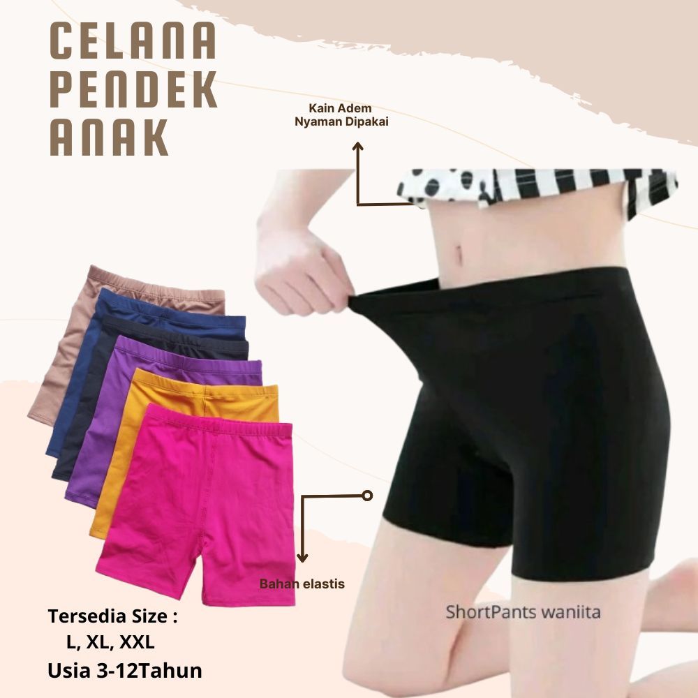 Celana pendek shot anak perempuan TK,SD 3-12 Tahun