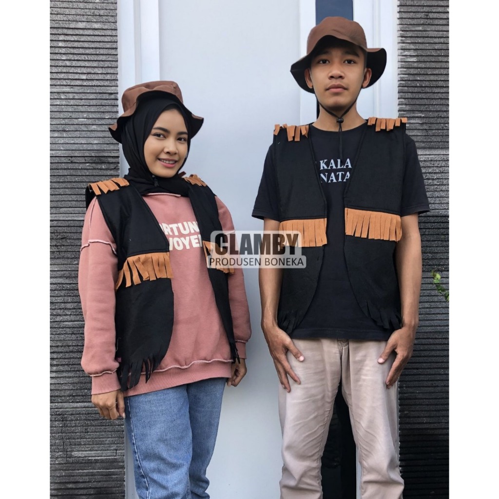 Rompi  Cowboy Kostum Dewasa Set Topi/Rompi Berkuda Dewasa /Woody Flanel Pria Wanita