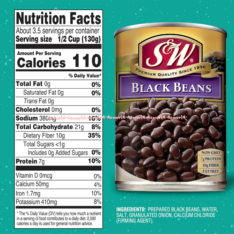

S&W 130gr Black Beans Non GMO Kacang Hitam Kemasan Kaleng Bebas Gluten
