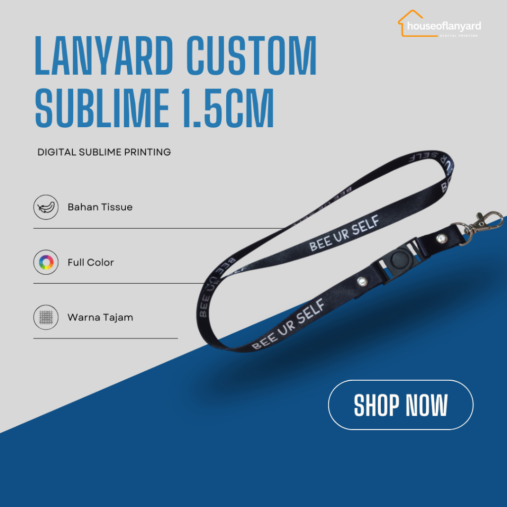 

Lanyard Custom 1.5cm Print Full Color Bebas Desain Sendiri Tali Name Tag Tali Hp