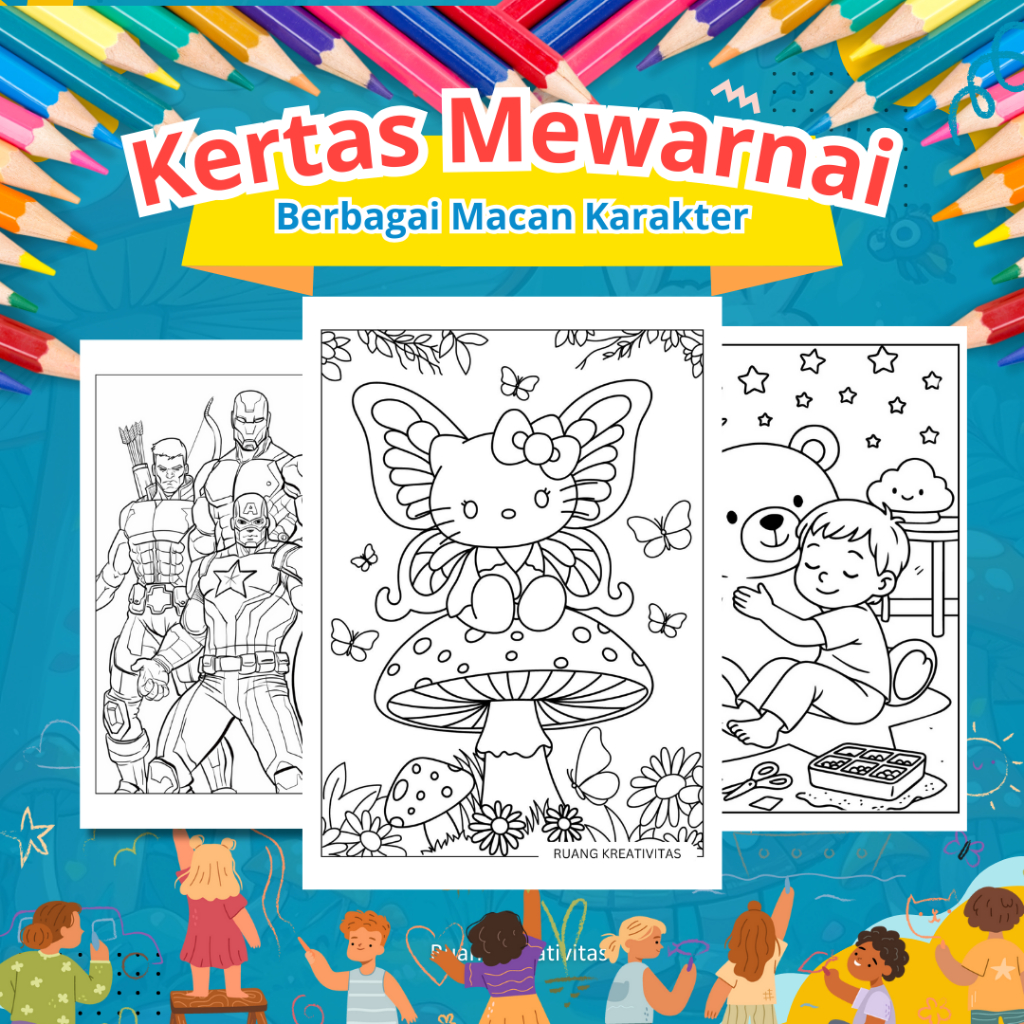 

15 - 50 LEMBAR LEMBAR KERTAS MEWARNAI ANAK TEMA Berbagai Macam Karakter / KERTAS GAMBAR MEWARNAI UNTUK ANAK PAUD TK SD - A4 TEBAL