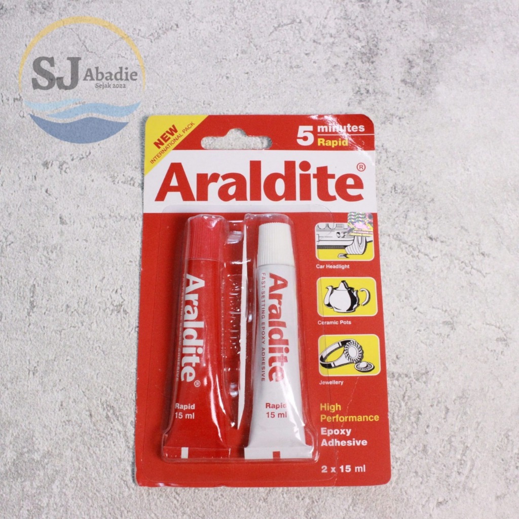 

(1 PC) ARALDITE Lem Epoxy Merah Rapid Clear 5 Menit Bening Original | SJ ABADIE |