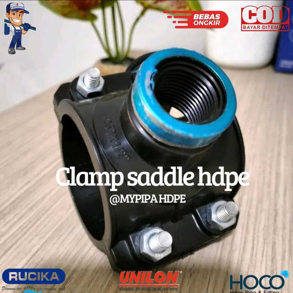 Clamp Saddle HDPE 40mm x 1 Inch Sambungan Pipa HDPE 40mm x 1 Inch