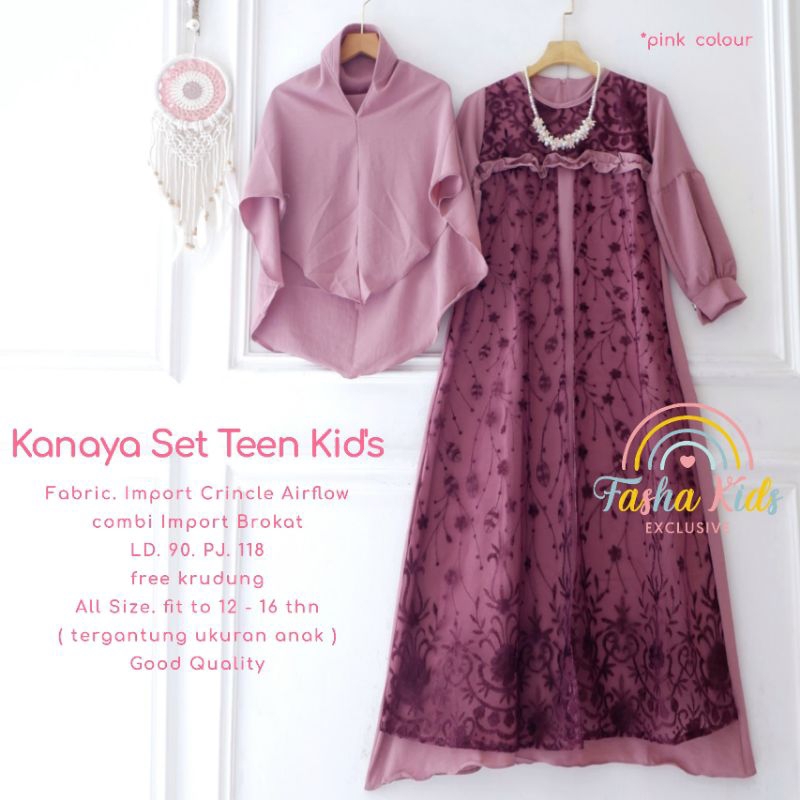setelan gamis syar'i anak perempuan 12-16 tahun matt crinkle original by Fasha fasha | kanaya syar'i
