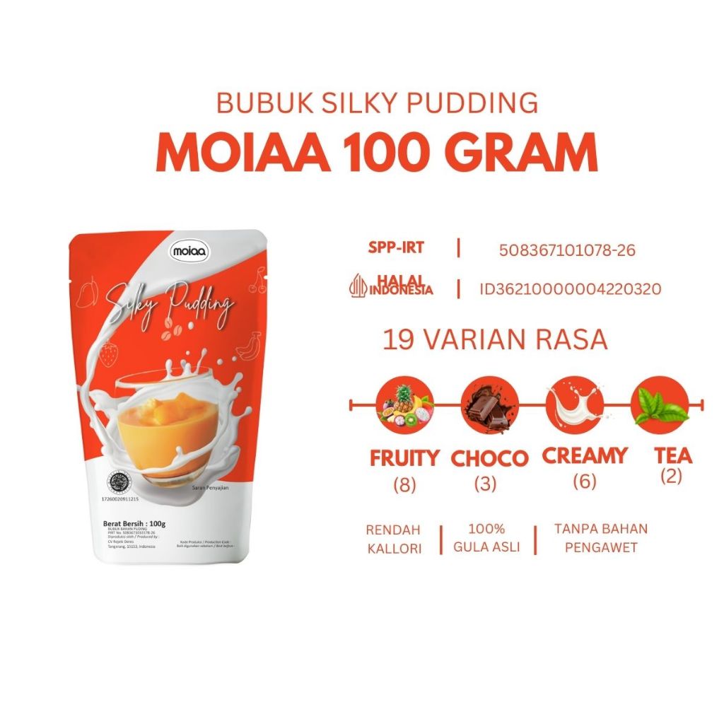 

MOIAA - Premix Silky Pudding 100 gram / Bubuk Puding Instan 11 Varian Rasa