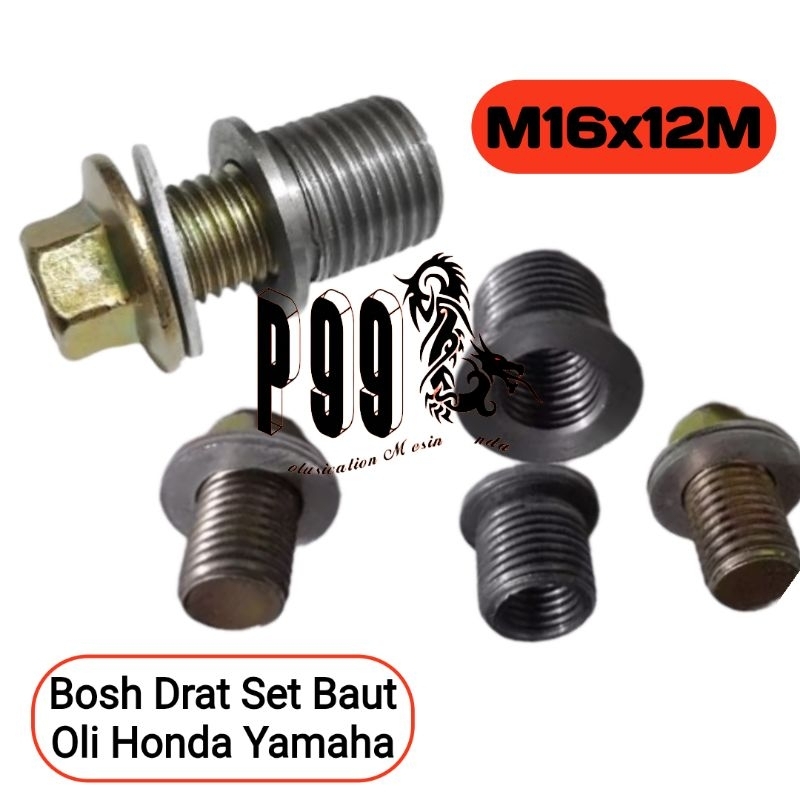 Sok Drat M16xM12 Baut Oli M12x1.5 Set Baut Kunci 17 MM. Bosh Ulir Baut Oli Montor M16 x M12 Baut Oli
