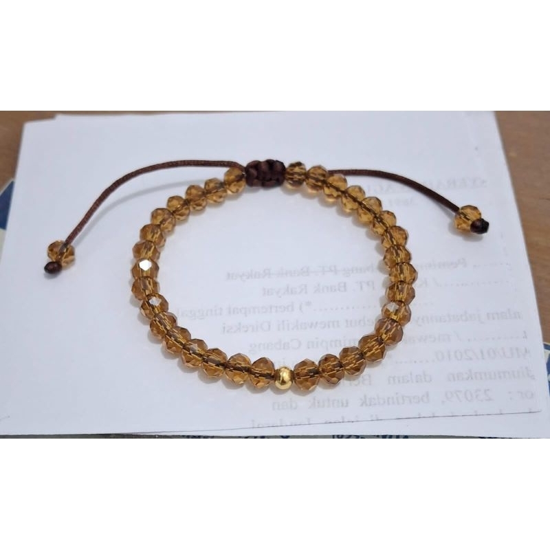 Gelang Tali Ceko Coklat Bening Dior 0,1gram Semar Jawa