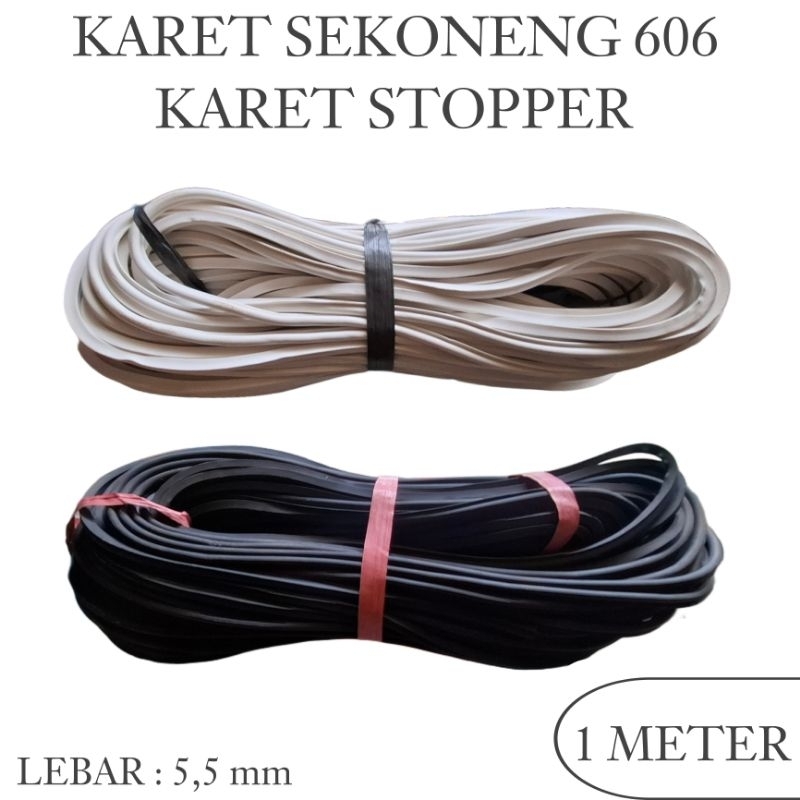 (1 Meter) Karet Sekoneng 606 | Karet Stopper | Karet Pintu Jendela Alumunium | Karet Bulat Hitam Put