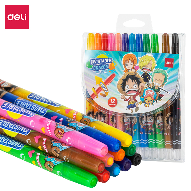 

Deli Twistable Crayon One Piece / Krayon Putar 12Warna Anti Kotor C217-12 / C217-24