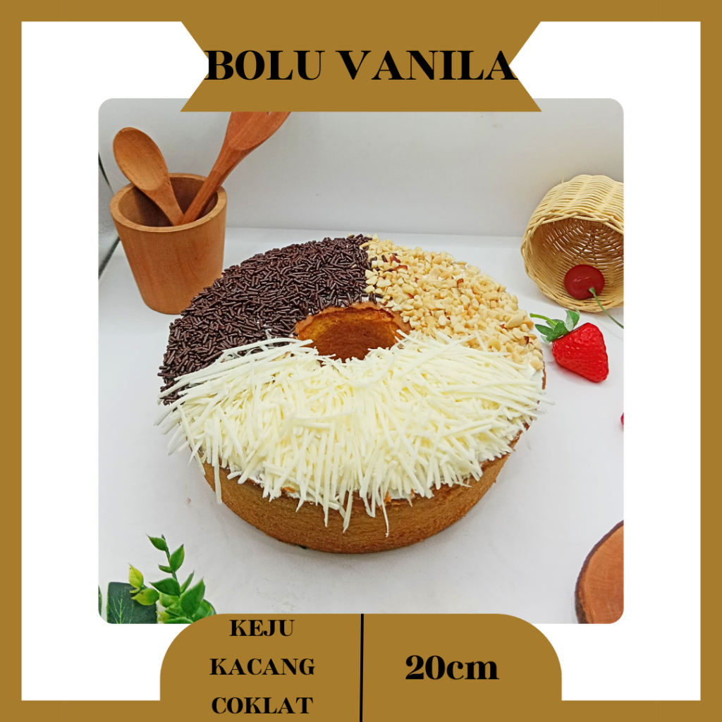 

Kue Bolu Vanilla 3(Tiga) Toping / Keju / Coklat / Kacang / Kue Bolu Panggang