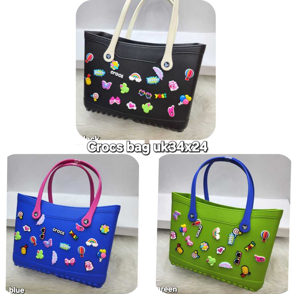 TAS WANITA CROCS JIBBITZ JELLY HANDBAG TOTE BAG FASHION