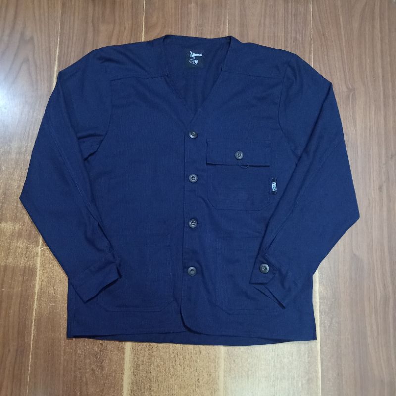 Collarless Navy Jacket Sada